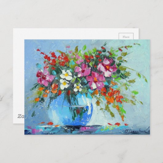 Bouquet sommerlicher Blume in einer Vase Postkarte (Vorne/Hinten)