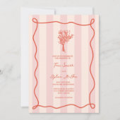 Bouquet Swirl Pink Streifen tropische Hochzeit Einladung (Vorderseite)