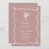 Bouquet Swirl Pink Wedding Einladung (Vorne/Hinten)