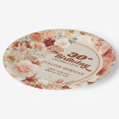 Bouquet Terracotta-Dusche und Salbei 30. Geburtsta Pappteller (Schrägansicht)