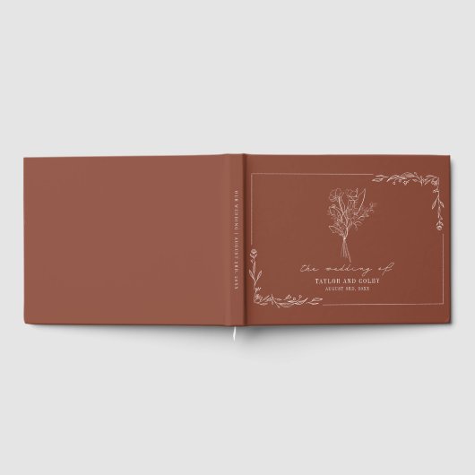 Bouquet Terracotta Rustic Wedding Guest Book Gästebuch (Voll)