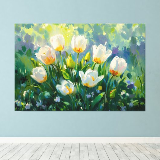 *~* Bouquet Tulips TV2 Stretched Canvas Print Leinwanddruck (Insitu (Holzboden))
