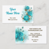 Bouquet türkisfarbener Rose Visitenkarte (Vorne/Hinten)