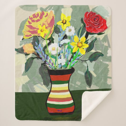 Bouquet und Vase Sherpadecke (Vorderseite)