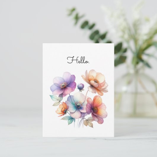 Bouquet von Aquarellfarben Blume individuell anpas Postkarte (Stehend Vorderseite)