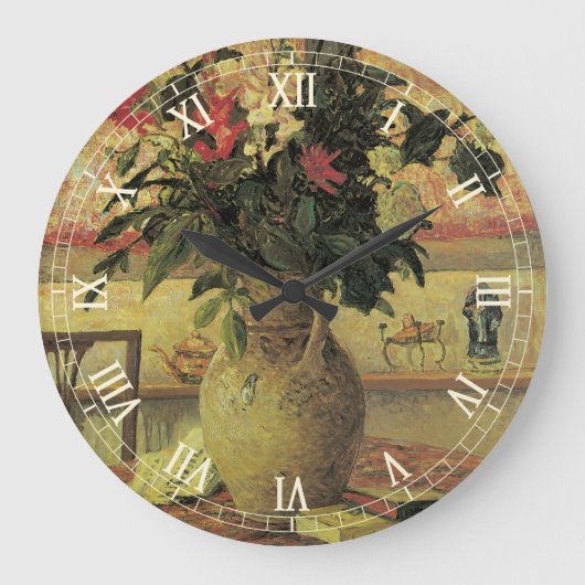 Bouquet von Blume an Window von Maxine Maufra Große Wanduhr (Vorderseite)