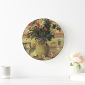 Bouquet von Blume an Window von Maxine Maufra Große Wanduhr (Zuhause)