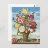 Bouquet von Blume auf einer Ledge Ambrosius Bossch Postkarte (Vorne/Hinten)