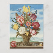 Bouquet von Blume auf einer Ledge Ambrosius Bossch Postkarte (Vorderseite)