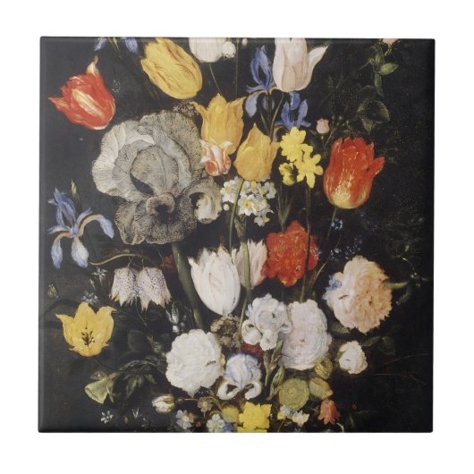 Bouquet von Blume in einer Erdenware-Vase Fliese (Vorderseite)