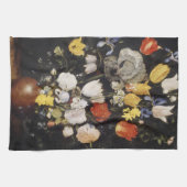 Bouquet von Blume in einer Erdenware-Vase Geschirrtuch (Horizontal)