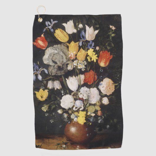 Bouquet von Blume in einer Erdenware-Vase Golfhandtuch (Vorderseite)