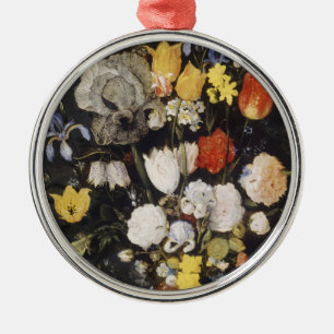 Bouquet von Blume in einer Erdenware-Vase Ornament Aus Metall