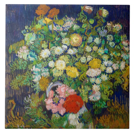 Bouquet von Blume in einer Vase, Van Gogh Fliese (Vorderseite)