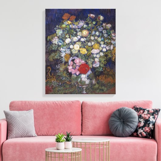 Bouquet von Blume in einer Vase | Van Gogh | Leinwanddruck (Insitu (Wohnzimmer))