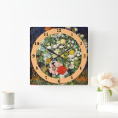 Bouquet von Blume in einer Vase von Vincent Van Go Quadratische Wanduhr (Zuhause)