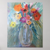 Bouquet von Blume in Glass Vase Poster (Vorne)