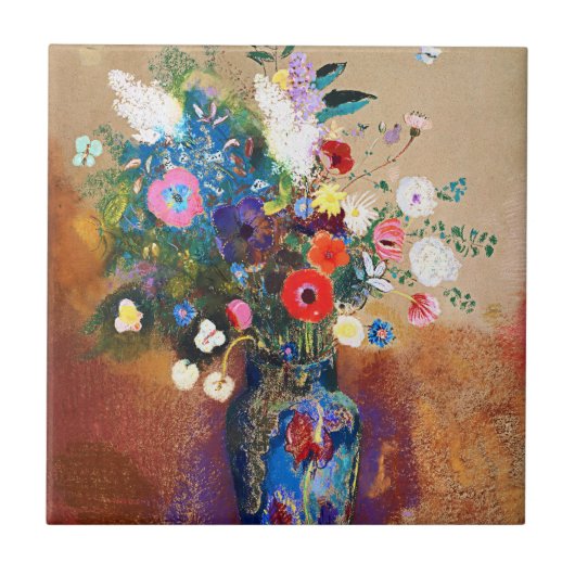 Bouquet von Blume von Odilon Redon Fliese (Vorderseite)