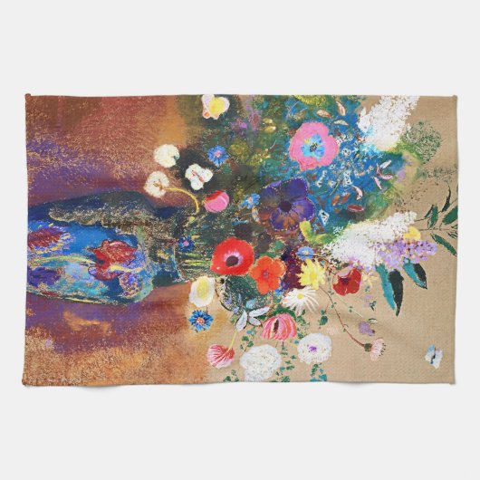 Bouquet von Blume von Odilon Redon Geschirrtuch (Horizontal)