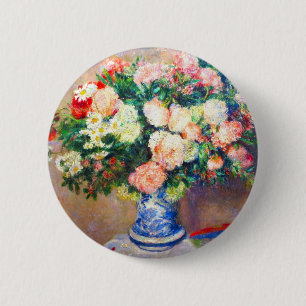 Bouquet von Chrysanthema und ein japanischer Fan Button