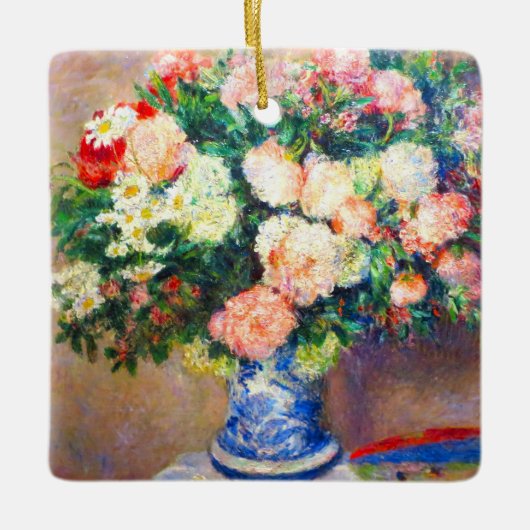 Bouquet von Chrysanthema und ein japanischer Fan Keramikornament (Vorderseite)