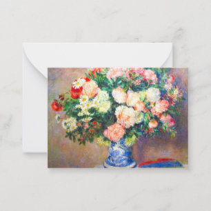 Bouquet von Chrysanthema und ein japanischer Fan Mitteilungskarte