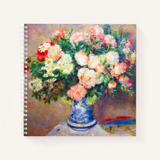 Bouquet von Chrysanthema und ein japanischer Fan Notizblock (Vorderseite)