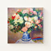 Bouquet von Chrysanthema und ein japanischer Fan Notizblock (Rückseite)