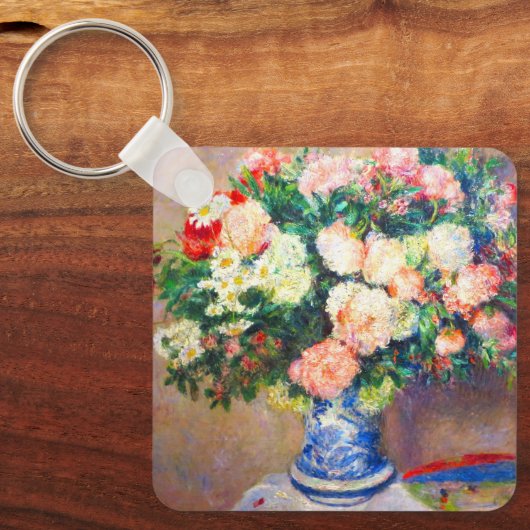 Bouquet von Chrysanthema und ein japanischer Fan Schlüsselanhänger (Vorderseite)