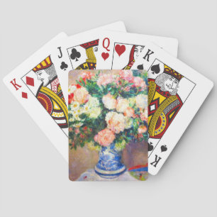 Bouquet von Chrysanthema und ein japanischer Fan Spielkarten