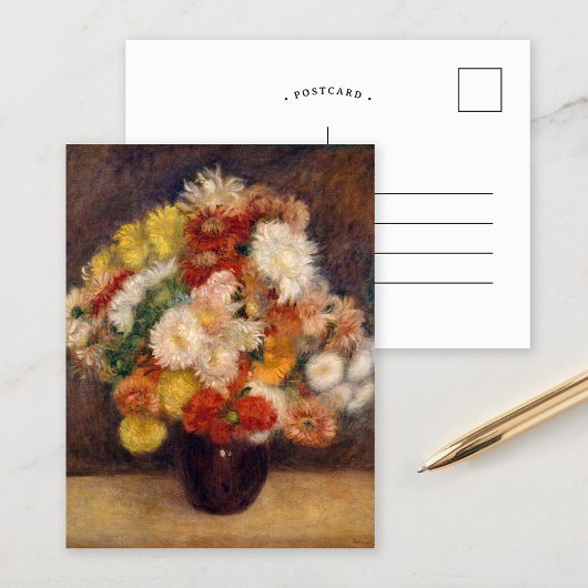 Bouquet von Chrysanthemen | Renoir Postkarte