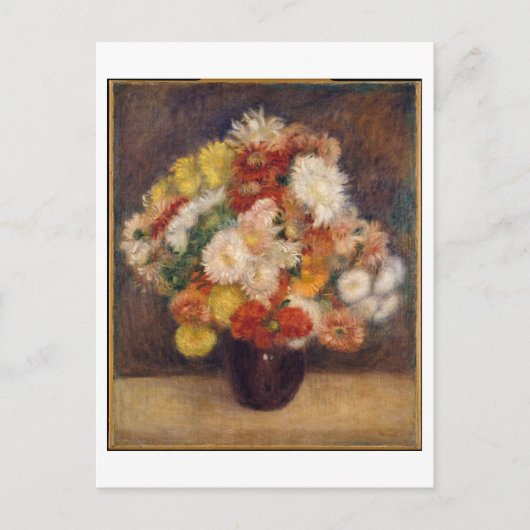 Bouquet von Chrysanthemen von Renoir Painting Postkarte (Vorderseite)