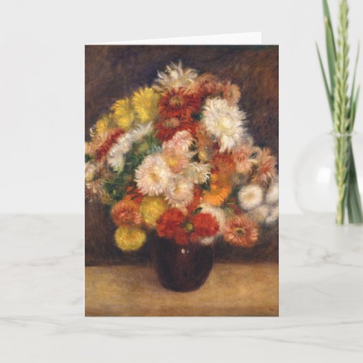Bouquet von Chrysanthemums Renoir Karte (Vorderseite)