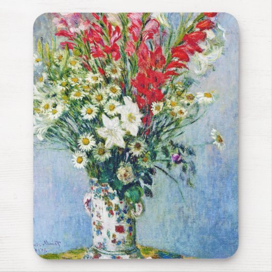 Bouquet von Gadiolas Lilies und Dasies Claude Mone Mousepad (Vorne)