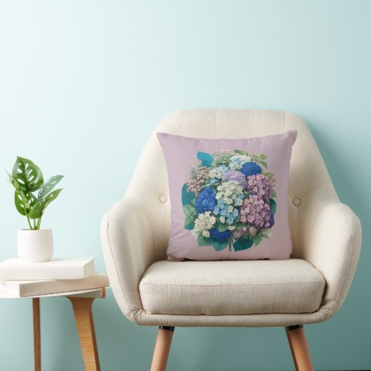 Bouquet von Hydrangeas Pink Blue Throw Kissen (Stuhl )