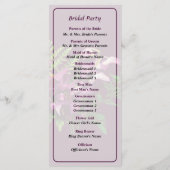 Bouquet von Lila Orchideen und Fern Wedding Progra Programm (Rückseite)