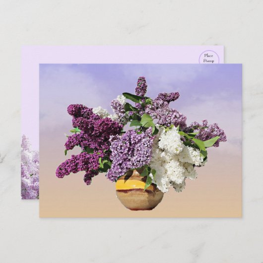 Bouquet von Lilacs Postcard Feiertagspostkarte (Vorne/Hinten)