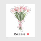Bouquet von rosa Tulips Aufkleber (Blatt)