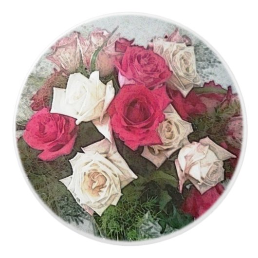 Bouquet von Rose Keramikknauf (Vorderseite)