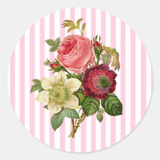 Bouquet von Rose Shabby Blumenschmuck Runder Aufkleber (Vorderseite)