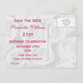 Bouquet von Rosen 21. Geburtstag Save the Date Ankündigungspostkarte (Rückseite)