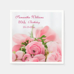 Bouquet von Rosen 80. Geburtstag Serviette