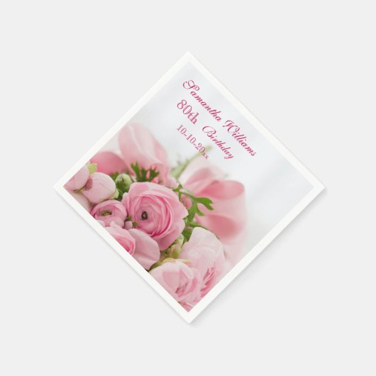 Bouquet von Rosen 80. Geburtstag Serviette (Ecke)