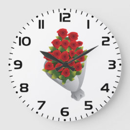 Bouquet von Rote Rosen Große Wanduhr