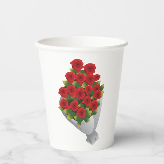 Bouquet von Rote Rosen Pappbecher (Vorderseite)