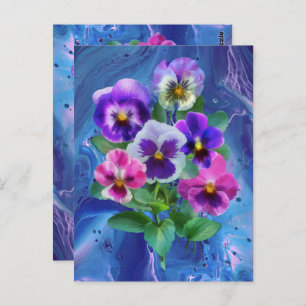 Bouquet von Violets Pansy Blume DANKE Postkarte
