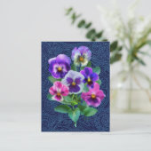 Bouquet von Violets Pansy Blume DANKE Postkarte (Stehend Vorderseite)