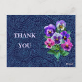 Bouquet von Violets Pansy Blume DANKE Postkarte (Rückseite)