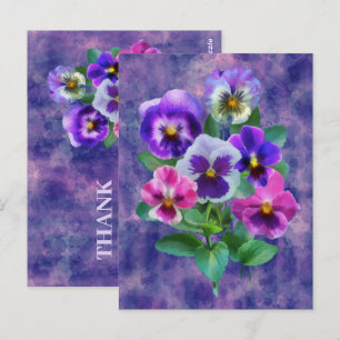 Bouquet von Violets Pansy Blume DANKE Postkarte
