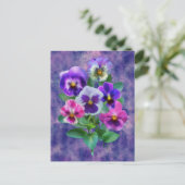 Bouquet von Violets Pansy Blume DANKE Postkarte (Stehend Vorderseite)
